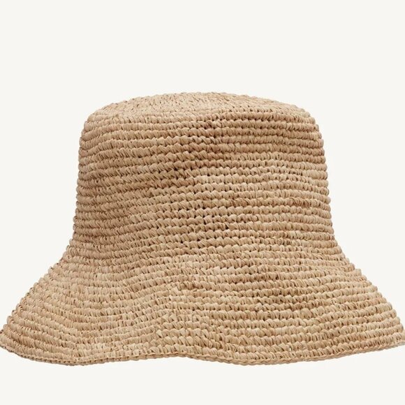 Vitamin A Tulum Raffia Bucket Hat Natural Straw Beach Sun Hat Boho Resort